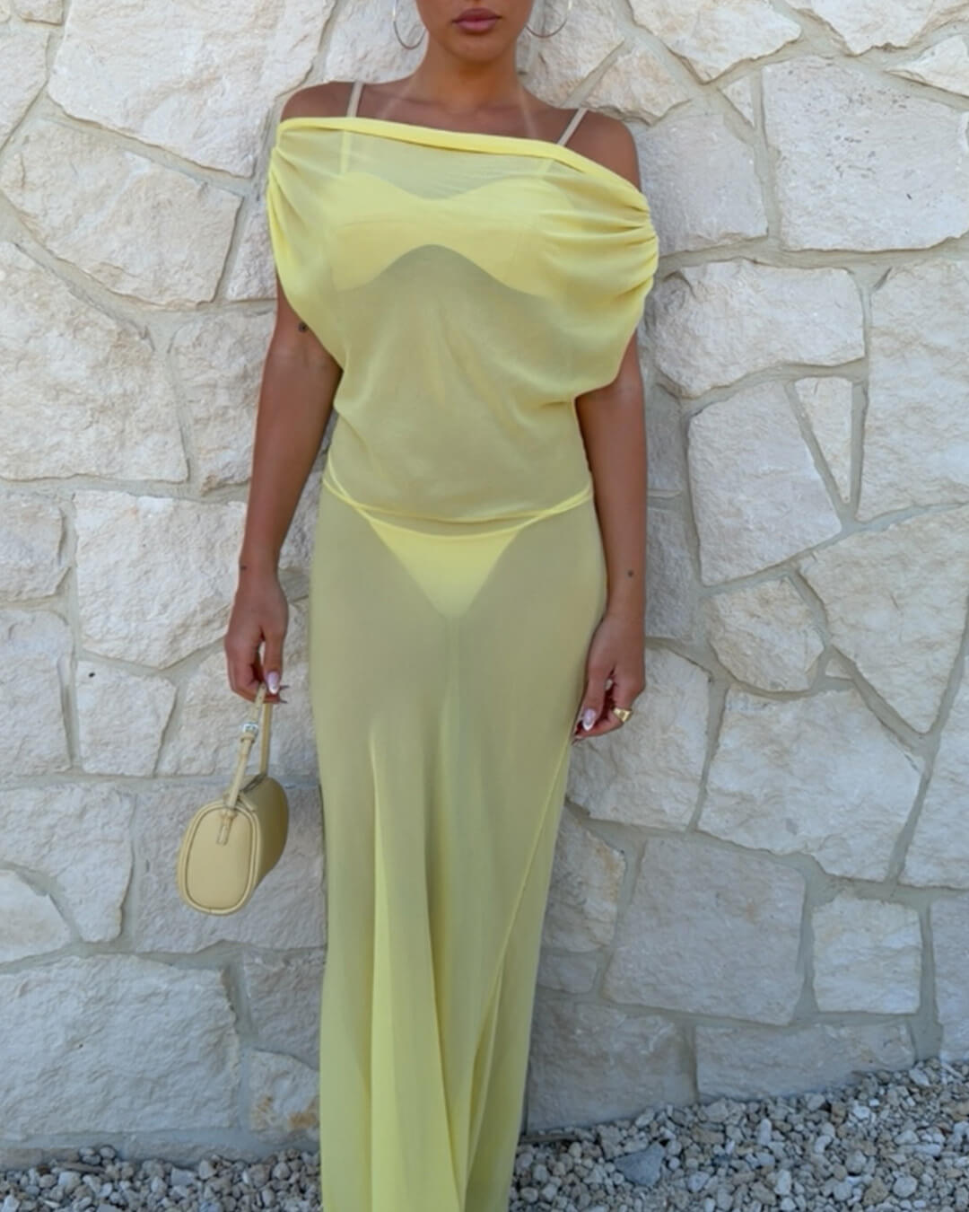 SOERA Iris Backless Mesh Maxi Dress - Dress - SOERA-615875-YEL-M-27971 Yellow M