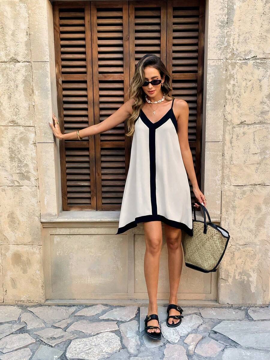 SOERA Sophia Contrast Mini Dress - Dress - SOERA-317507-BEI-XS-81379 Beige XS