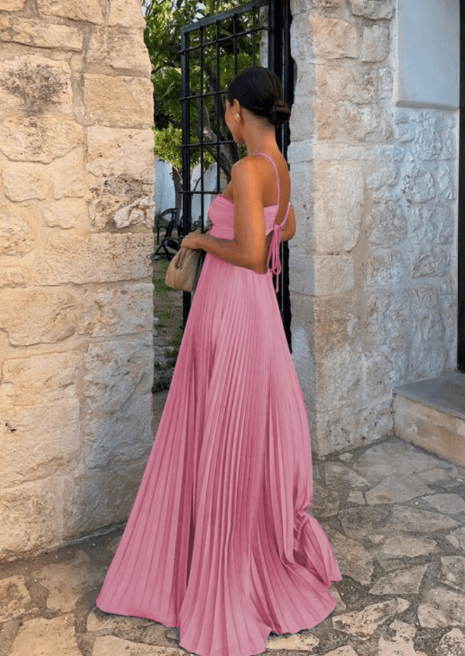 Aisen Crinkle Chiffon Maxikleid