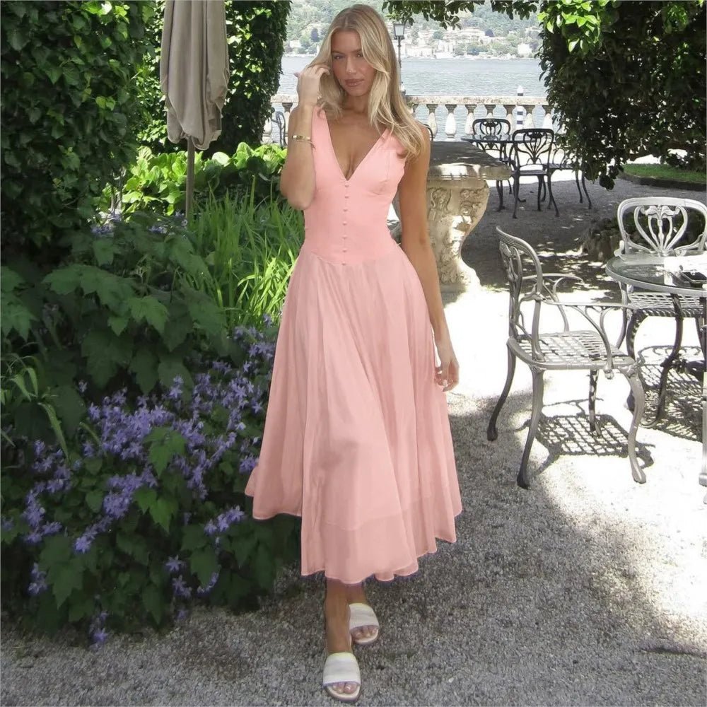 SOERA Sophia V-Neck Evening Dress - Dress -  Pink S