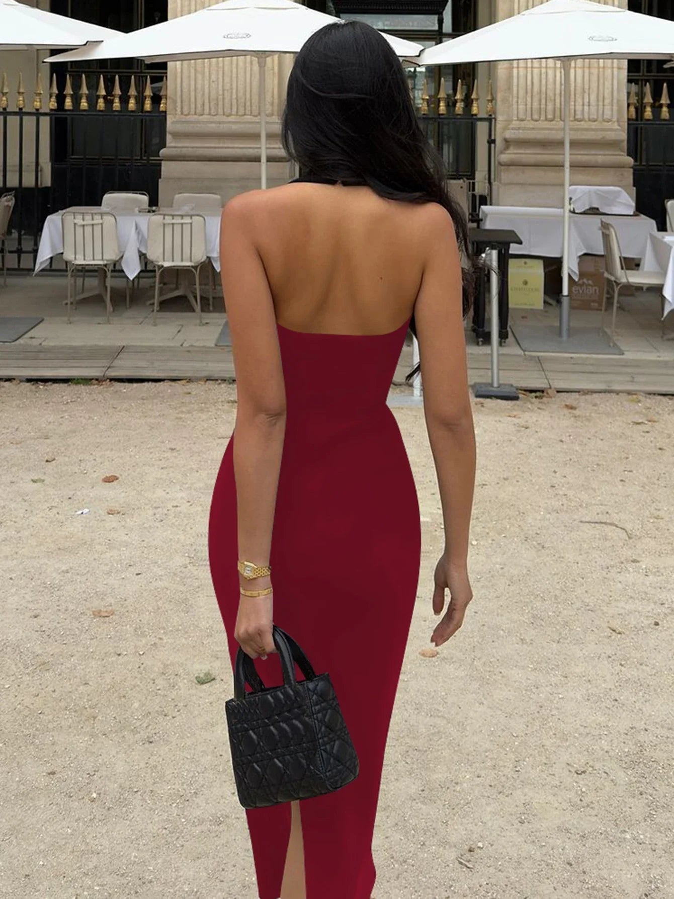 SOERA Yasmin Halter Neck Bodycon Maxi Dress - Dress - SOERA-151427-RED-XS-95299 Red XS