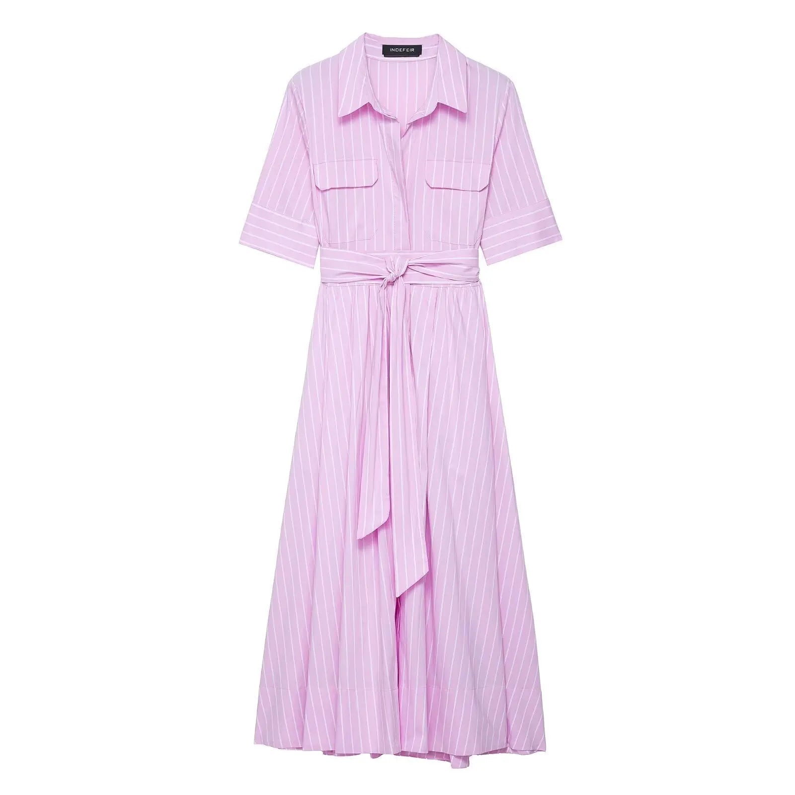 SOERA Ariane Belted Shirt Midi Dress - Dresses -  Pink XS