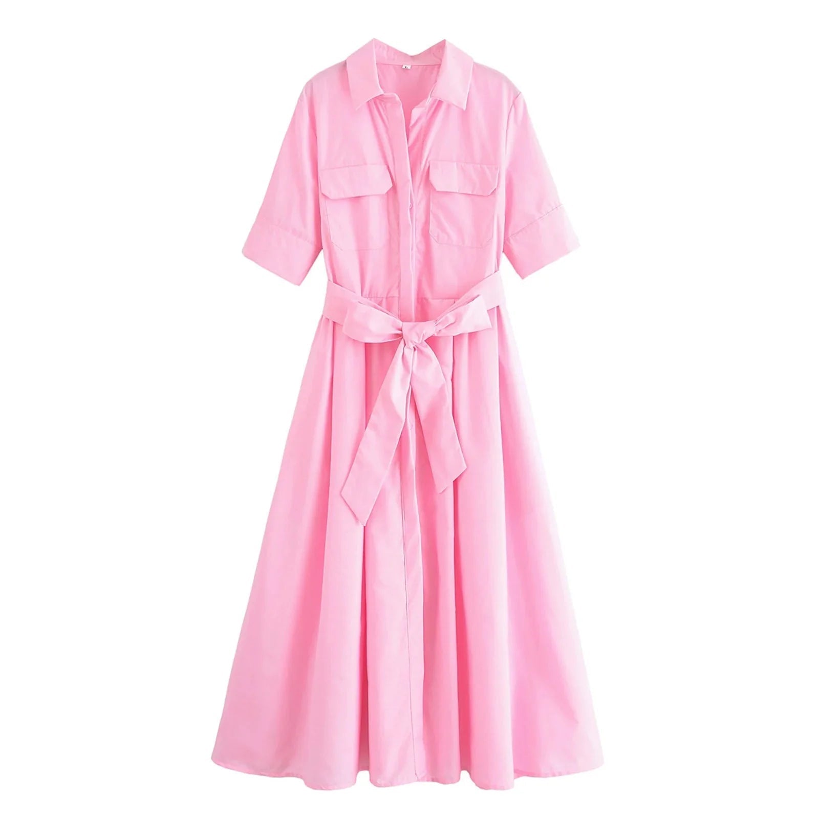SOERA Beatrice Belted Shirt Midi Dress - Dresses -  White L