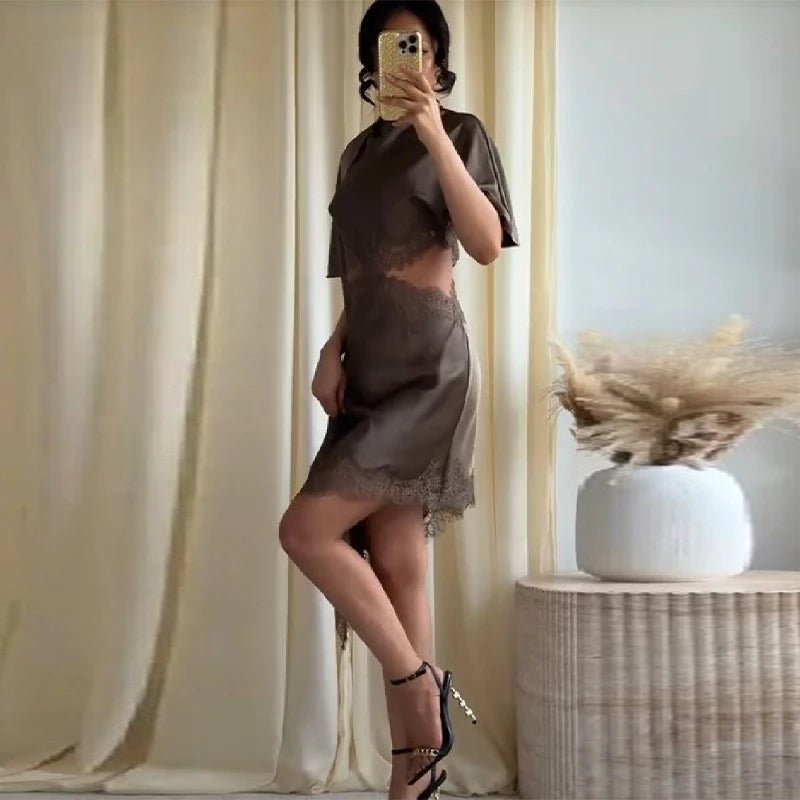 SOERA Bianca Cut Out Satin Mini Dress - Dresses - 1005011887169747-;sQ1775670871074553055 M