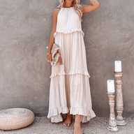 Celeste Strand-Maxikleid mit Volant-Saum
