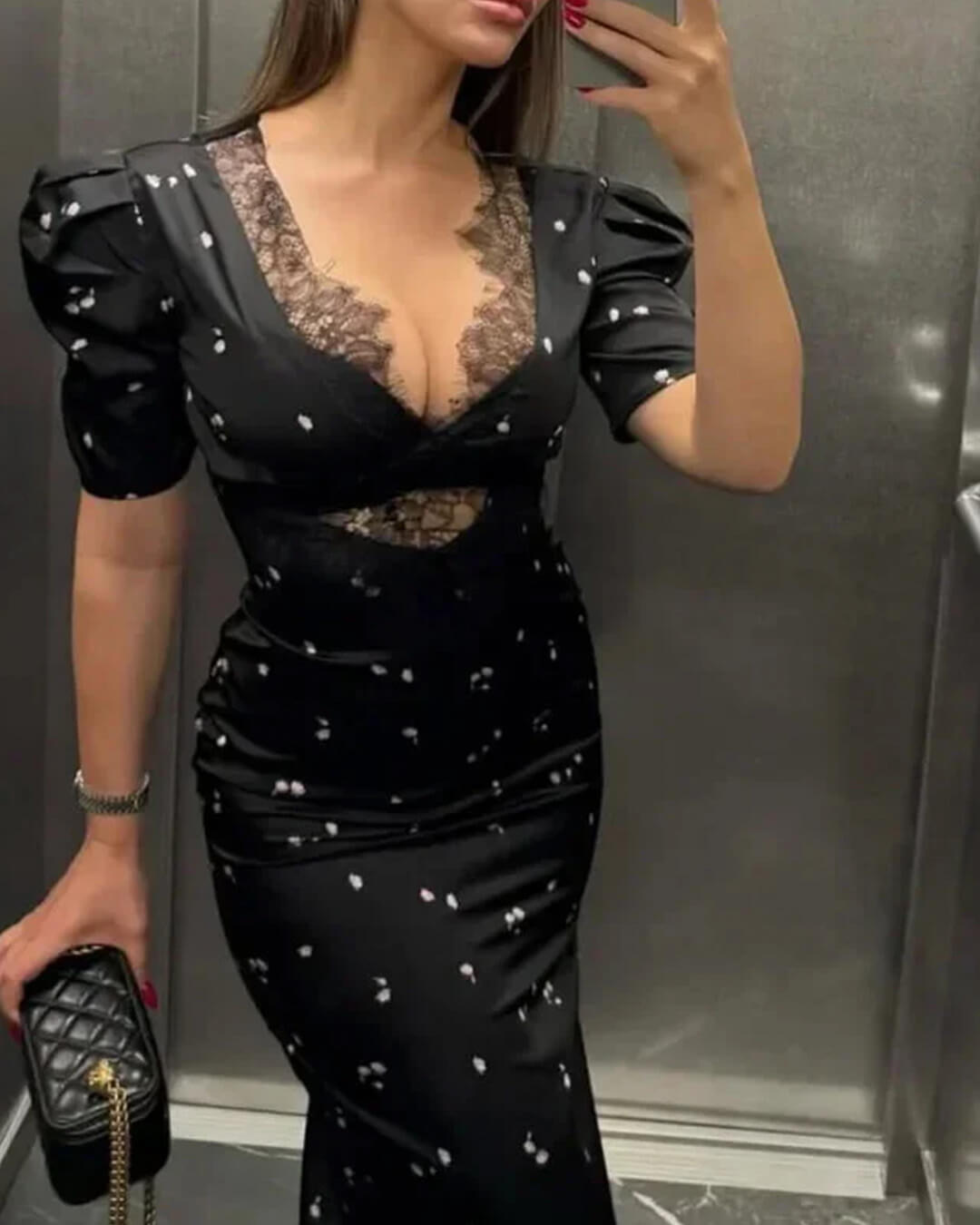 SOERA Diana Puff Sleeve Lace Dress - Dresses - 1005010003890250-;tz1771252460258845525 Black M