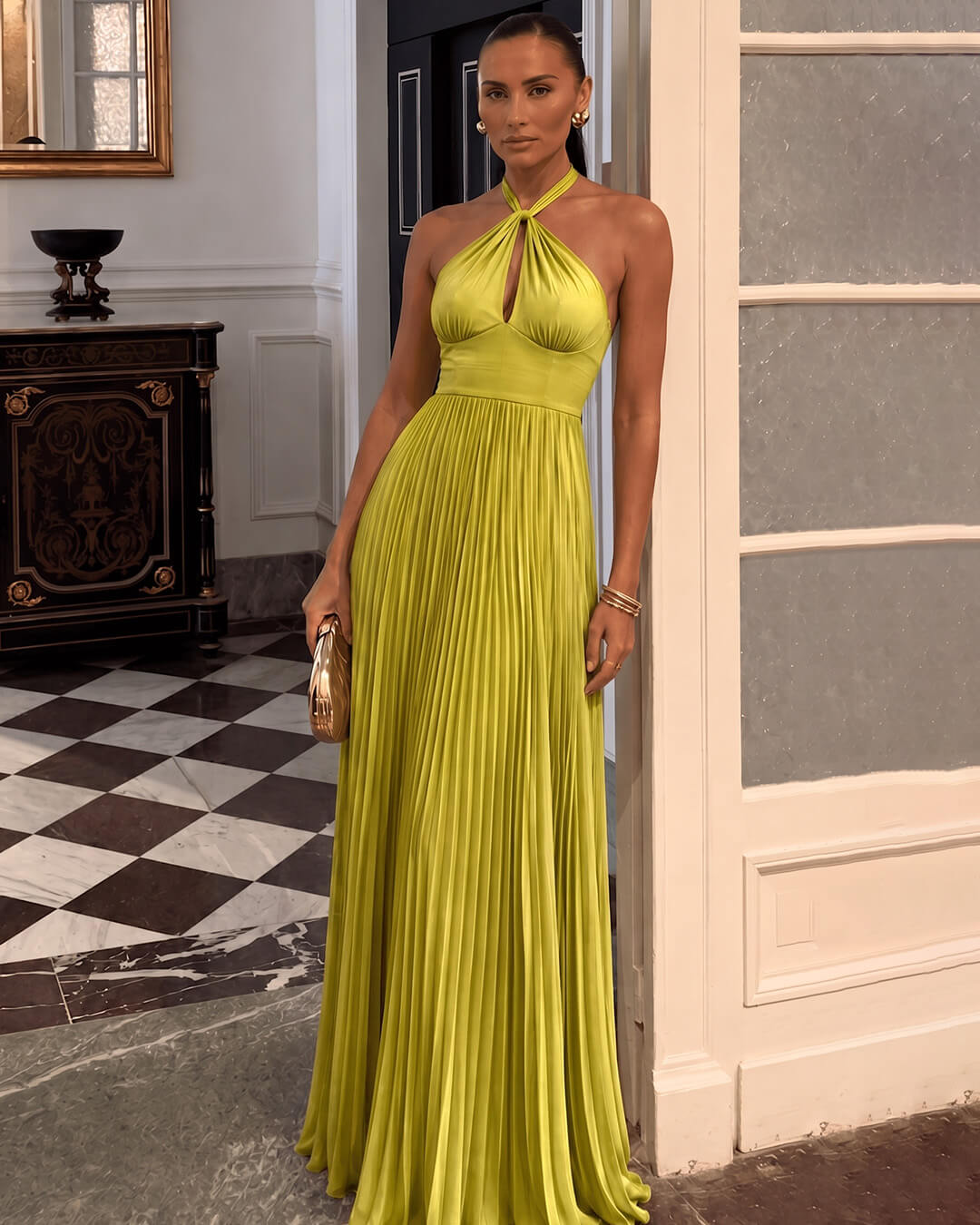 SOERA Georgia Halter Pleated Maxi Dress - Dresses -  L