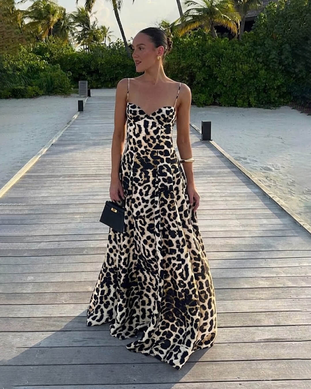 SOERA Imogen Leopard Print Spaghetti Strap Maxi Dress - Dresses - SOERA-213315-BRO-M-04323 Brown M