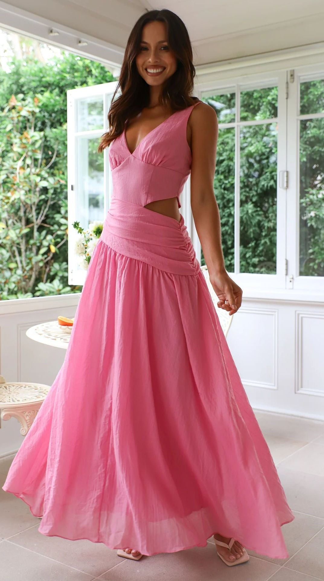 SOERA Jemilie Flared Cutout Midi Dress - Dresses - MN1775708714486580154 Rose Pink M