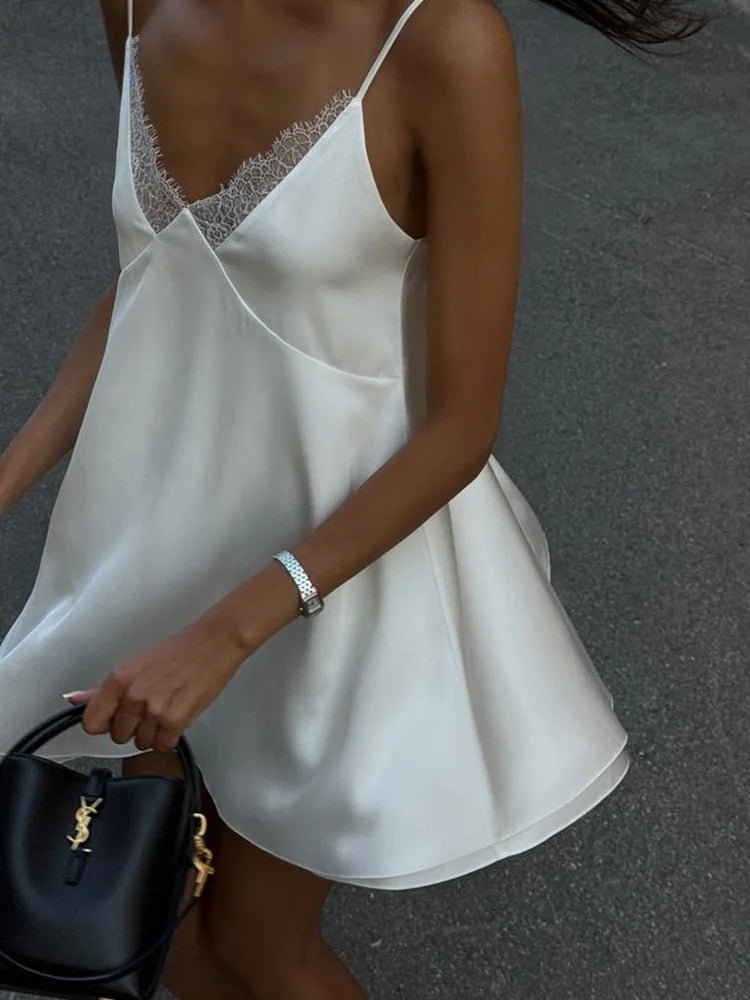 SOERA Jiselle V Neck Satin Mini Dress - Dresses - 1005009724316795-;hB1771345067690764507 S