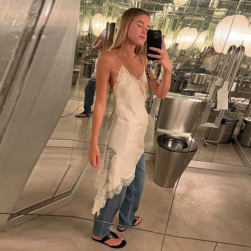 SOERA Kara Asymmetric Satin Mini Dress - Dresses -  Creme M