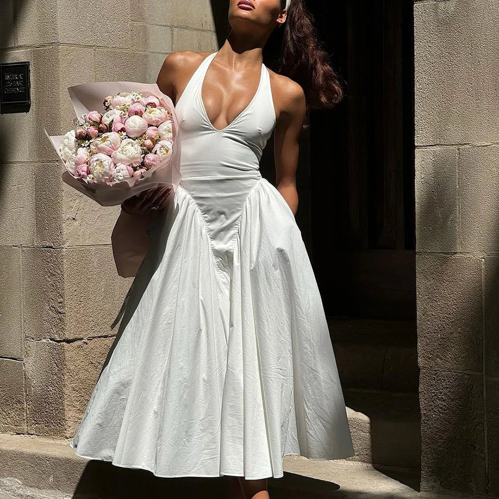 SOERA Kristy Deep Neck Maxi Dress - Dresses - 1005007292890333-;gG1771582051650690095 Light Blue M