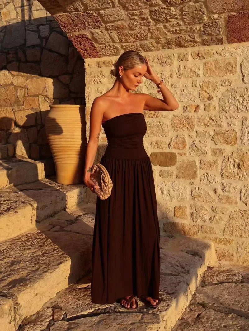 SOERA Lauren Strapless Ruched Maxi Dress - Dresses -  Claret S