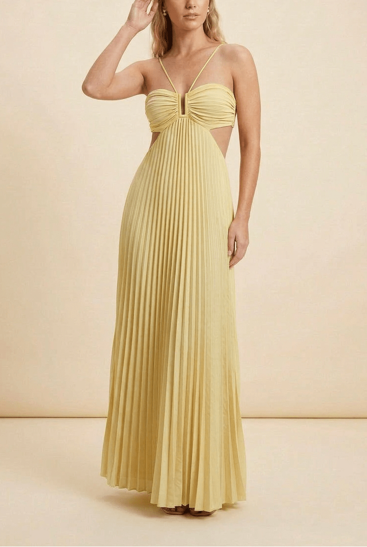 SOERA Lindsay Cutout Pleated Maxi Dress - Dresses - pI1776061224043491013 Yellow S