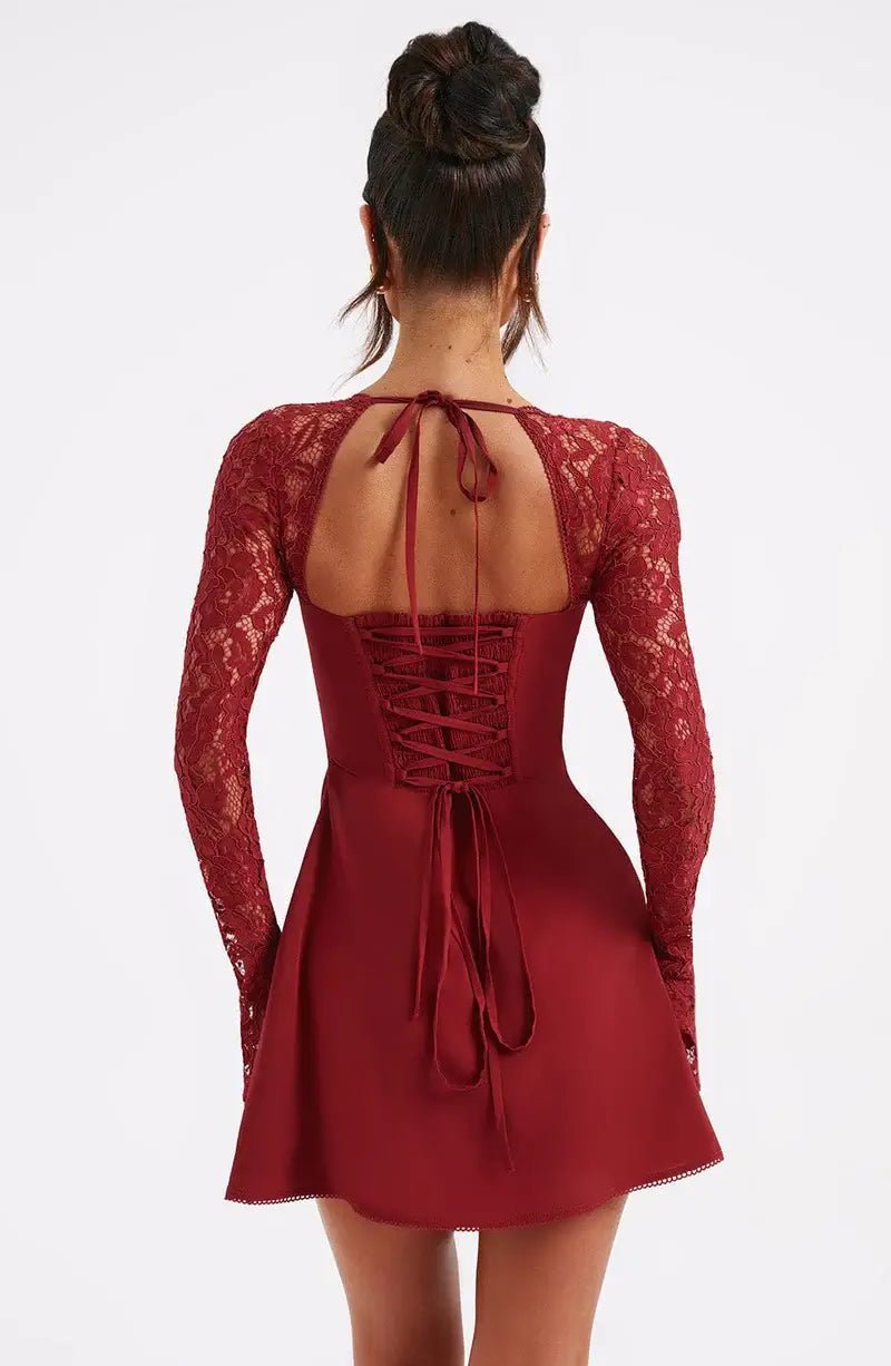 SOERA Louise mini dress with lace details - Dresses - DWOD4-HT169011 red XS