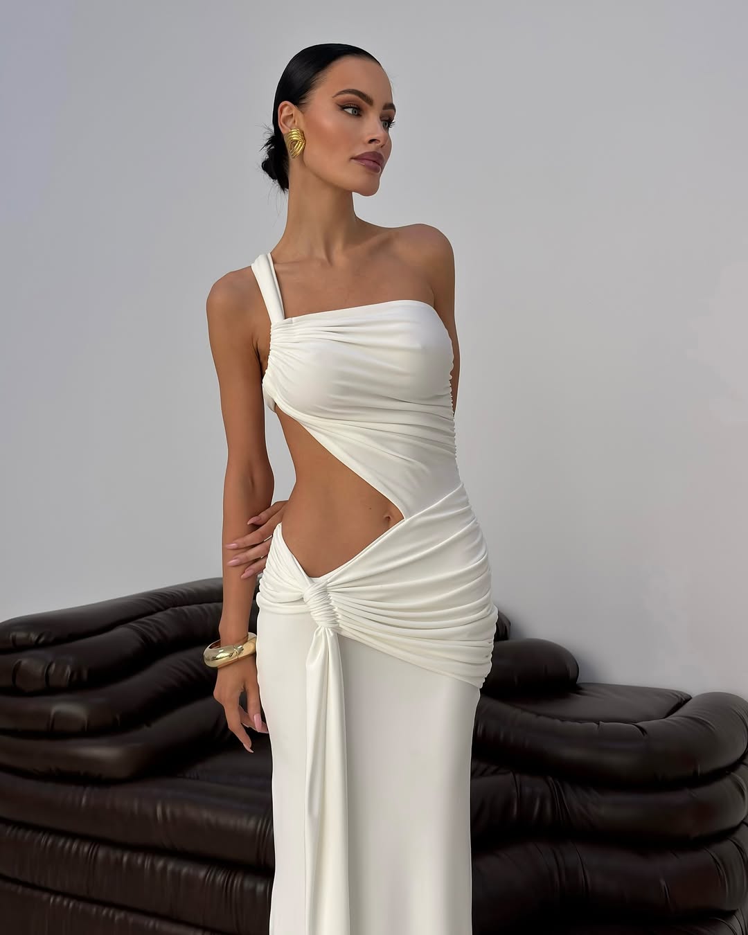 SOERA Miranel One - Shoulder Cut - Out Maxi Dress - Dresses -  White XS