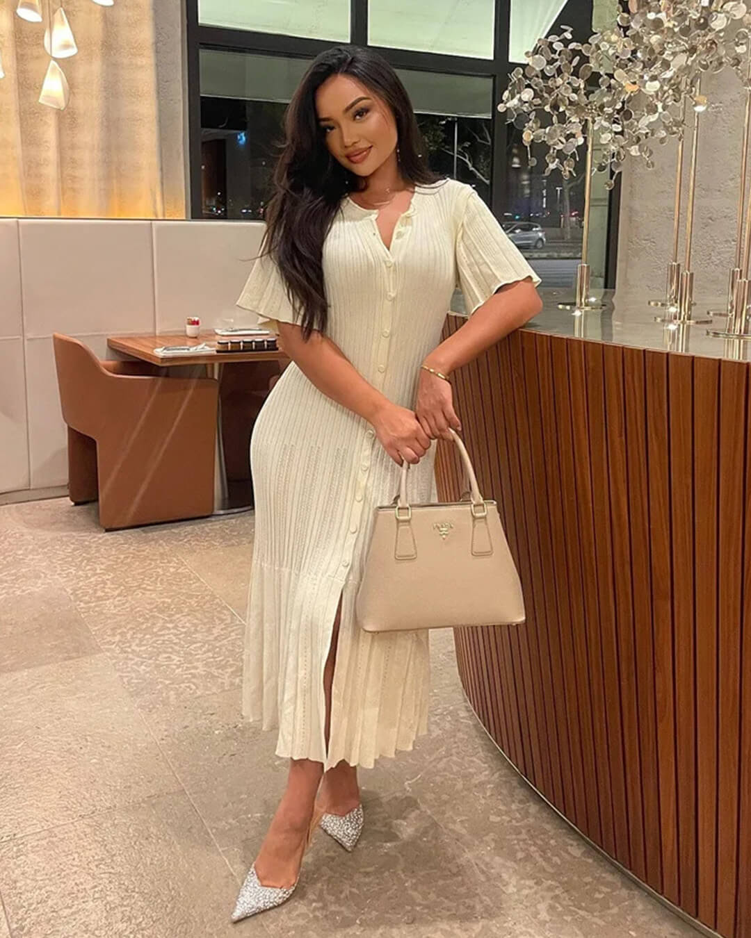 SOERA Nancy Bodycon Knitted Maxi Dress - Dresses - 1005009057952162-;VF1772045931369956946 Beige L