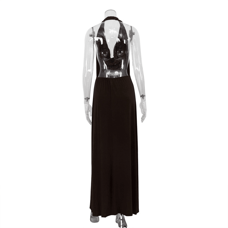 SOERA Naomi Brown Halter Backless Maxi Dress - Dresses - SOERA-396035-DEF-S-37059 S