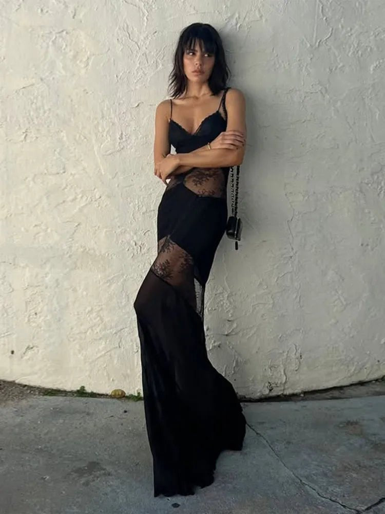 SOERA Ravenna Sheer Lace Slip Maxi Dress - Dresses -  XS