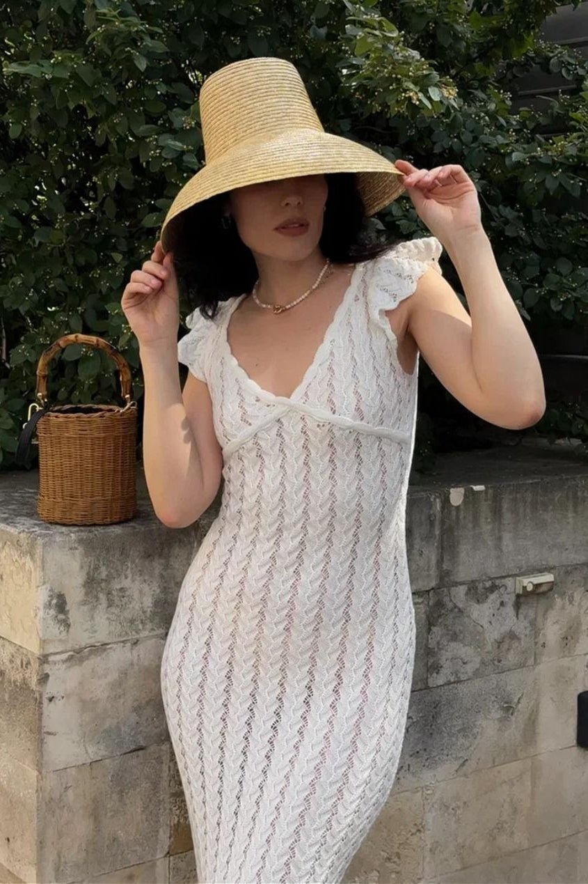 SOERA Roan Ruffle Knit Midi Dress - Dresses - DD1775573973368693481 White L