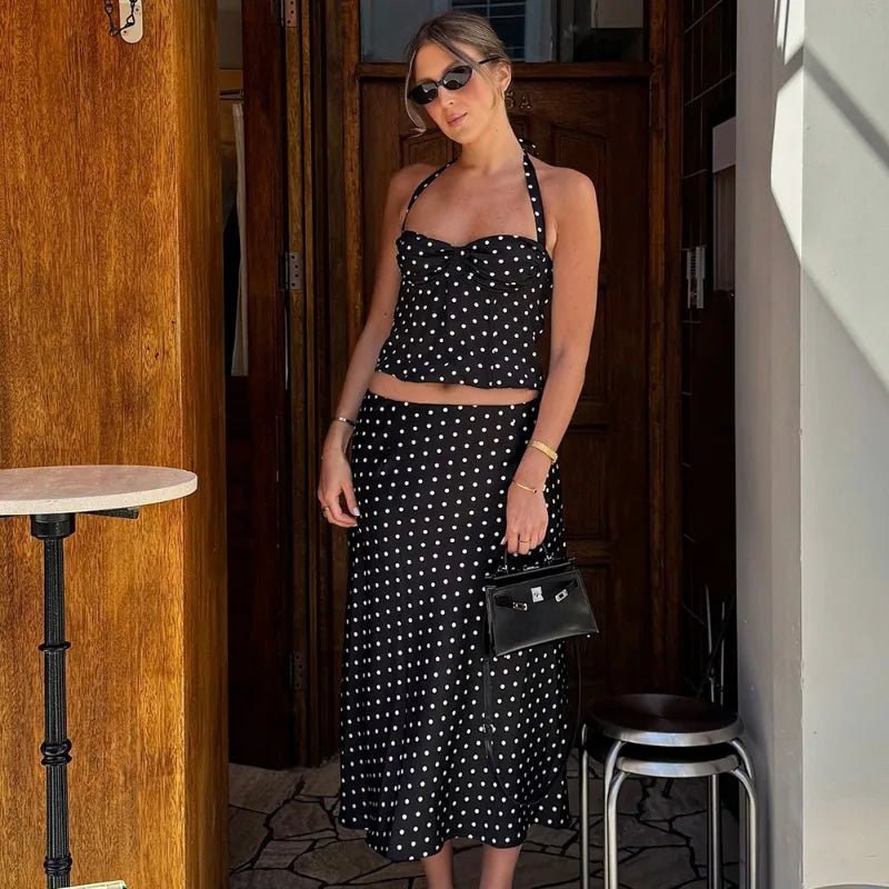 SOERA Sofia Polka Dot Two-Piece Maxi Set - Dresses -  Black S
