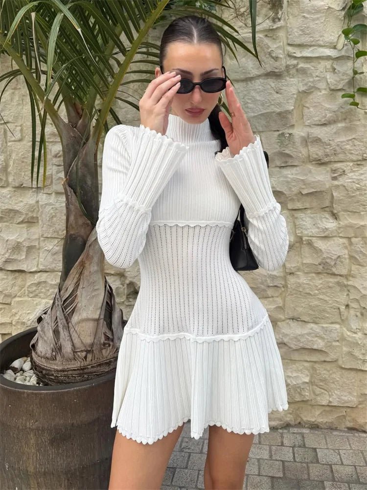 SOERA Thelma Knit Ruffled Mini Dress - Dresses - 1005010687608153-;KF1769414230002112863 White M