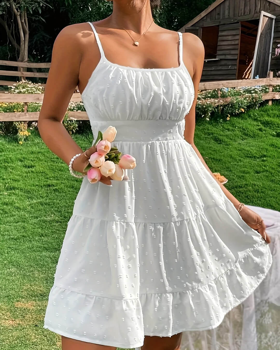 SOERA Tracy Tiered Ruffle Spaghetti Straps Mini Dress - Dresses - zk1775807456246841447 S