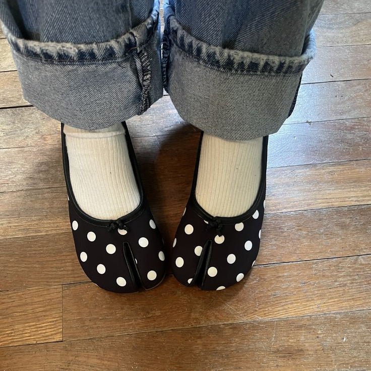 SOERA Elizabeth Split Toe Ballet Flats - Flats - 1005007476907322-;Ke1770721238662922337 Black Polka Dots 35