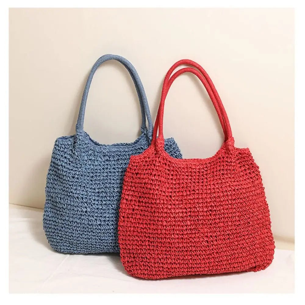SOERA Brielle Woven Straw beach Tote Bag - Handbags -  Blue