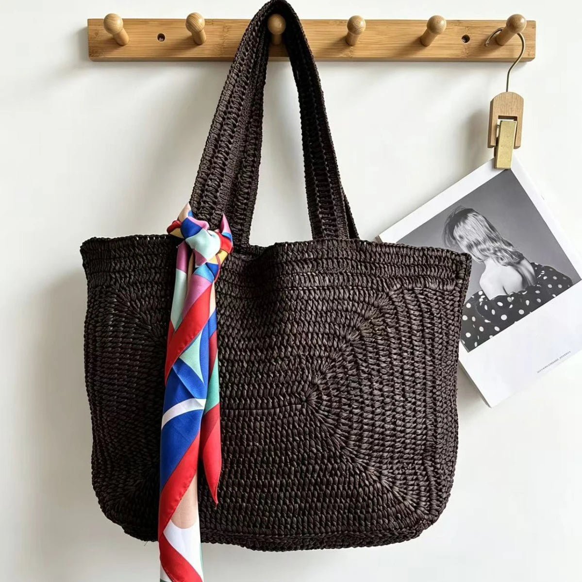 SOERA Hannie Bohemian Woven Beach Tote Bag - Handbags -  Dark Brown