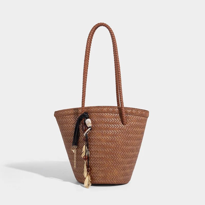 SOERA Meryl Woven Bucket Handbag with Pouch - Handbags - 1005009214177960-;OZ1775031590860362256 Coffee