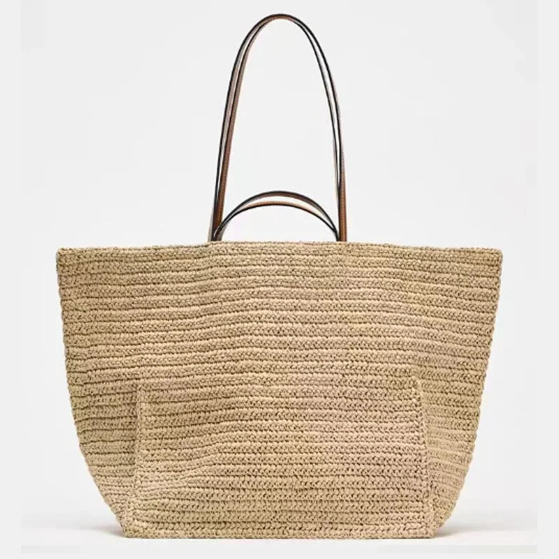 SOERA Naria Woven Straw Tote Bag - Handbags -  Light Brown