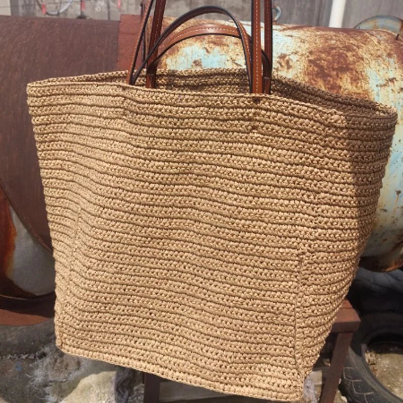 SOERA Naria Woven Straw Tote Bag - Handbags -  Light Brown