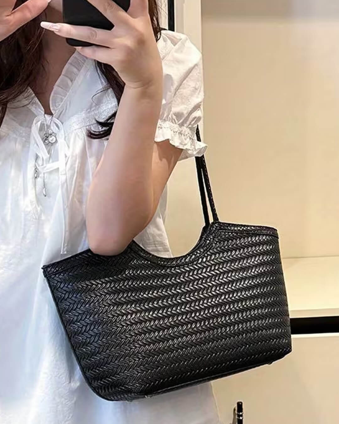 SOERA Rica Woven Faux Leather Bag - Handbags - Soera-Rica-Woven-Faux-Leather-Bag-Handbag/Dark-Brown Dark Brown Regular