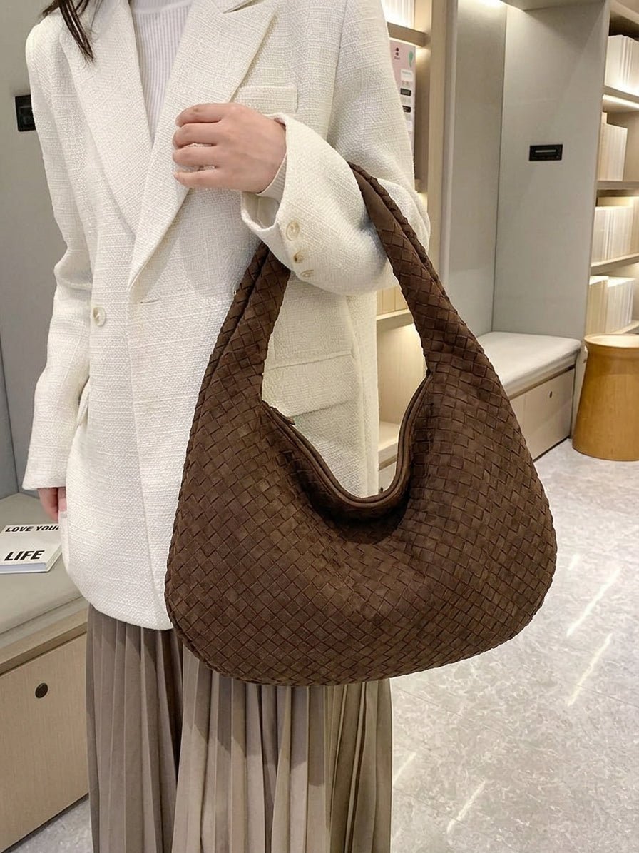 SOERA Suede Woven Bag XL - Handbags - DBAD2-WK392004 Beige