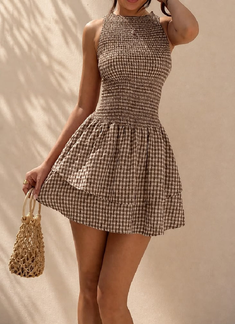 Miniabito smock a quadretti Hazel