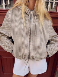 Daniela Karierte Kapuzen-Kurzjacke
