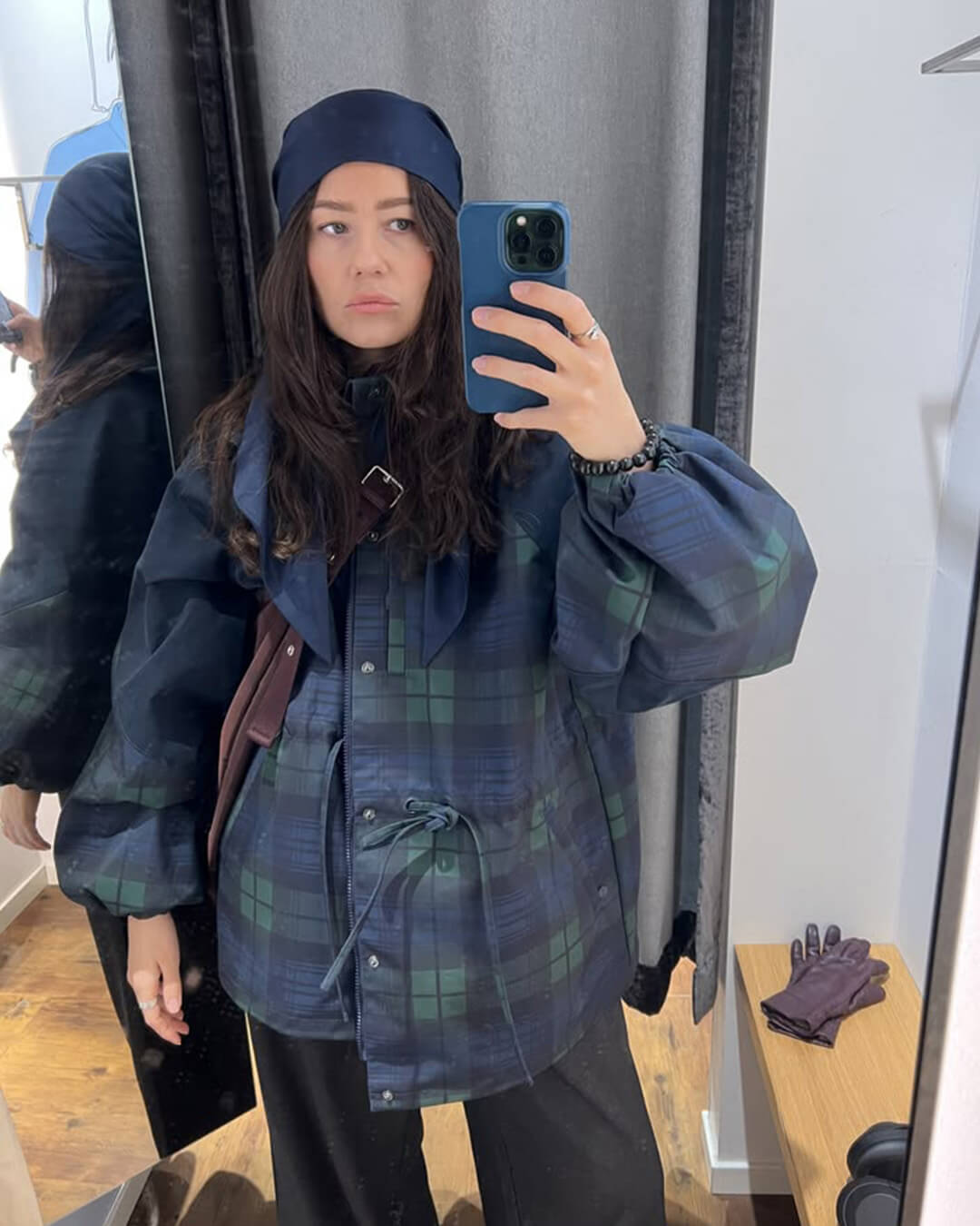 SOERA Emma Oversized Plaid Lace-Up Jacket - Jacket - SOERA-548931-GRI-M-27011 M