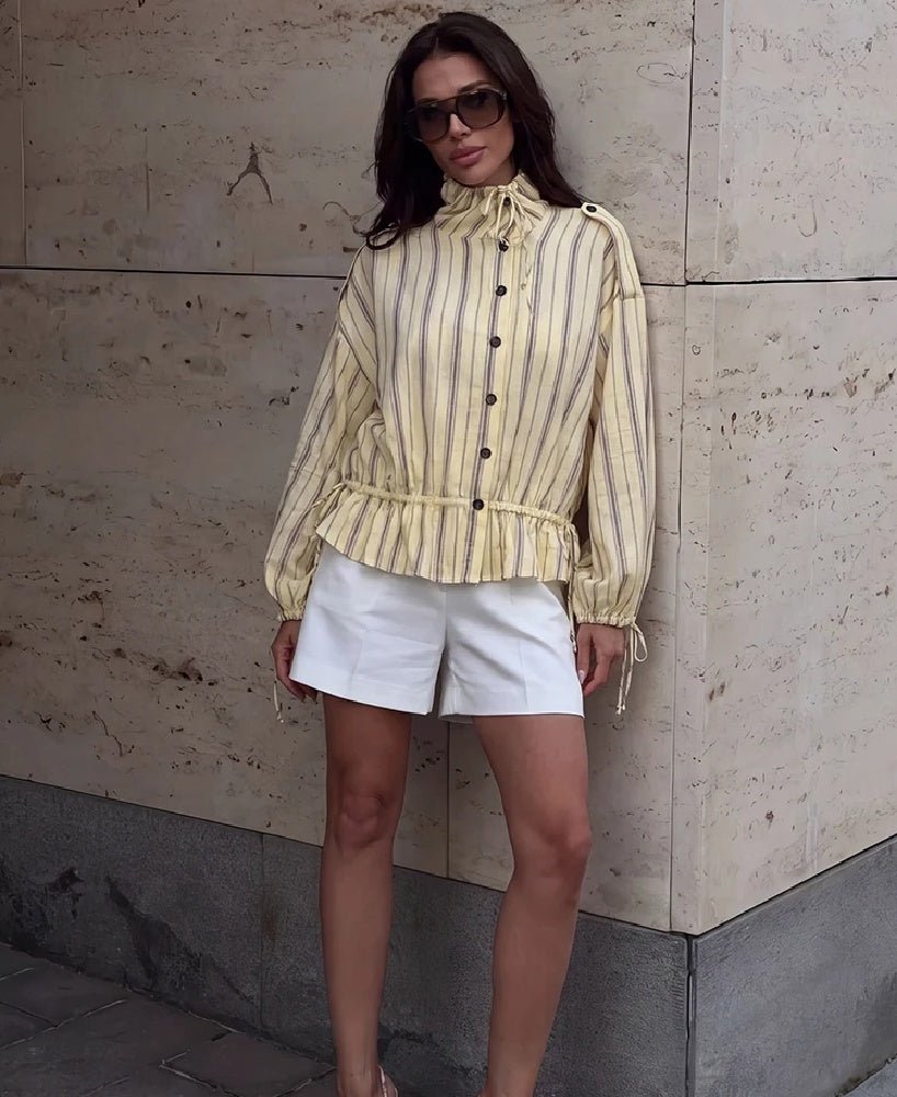 SOERA Gina Stand Collar Striped Jacket - Jacket - SOERA-830979-STR-S-57027 S