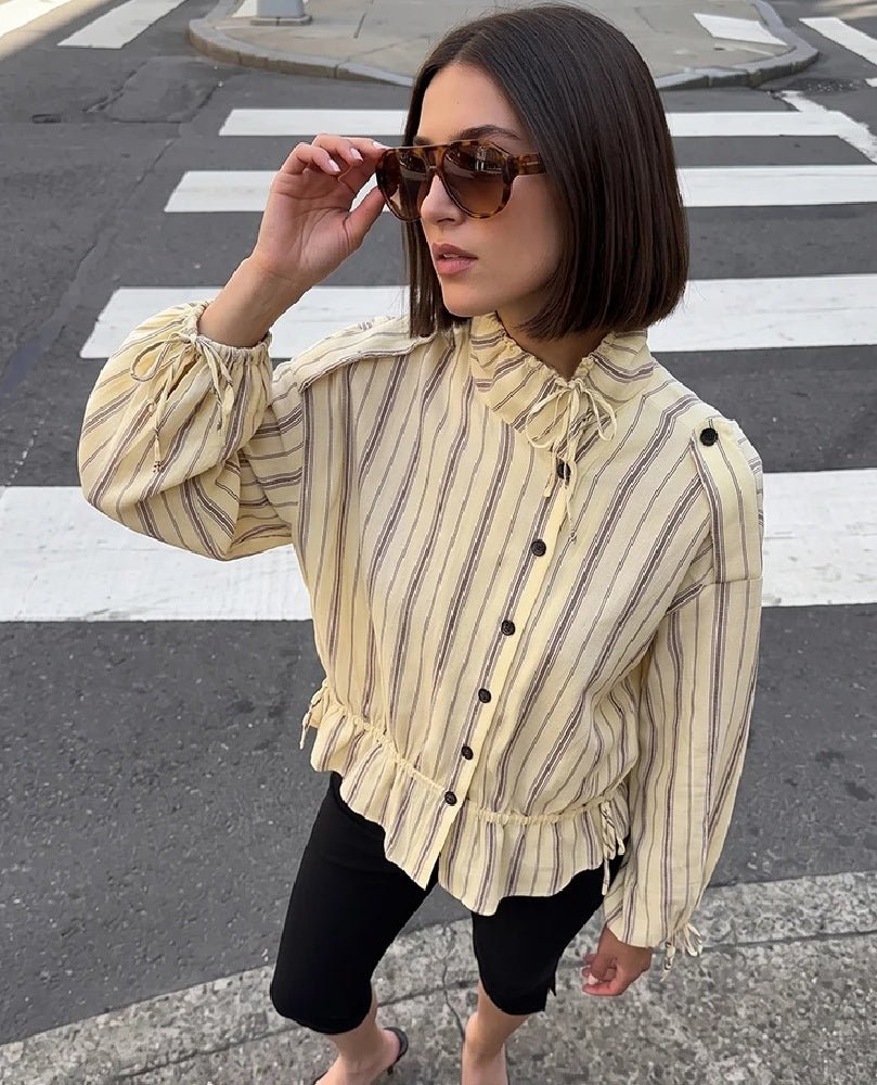 SOERA Gina Stand Collar Striped Jacket - Jacket - SOERA-830979-STR-XS-24259 XS