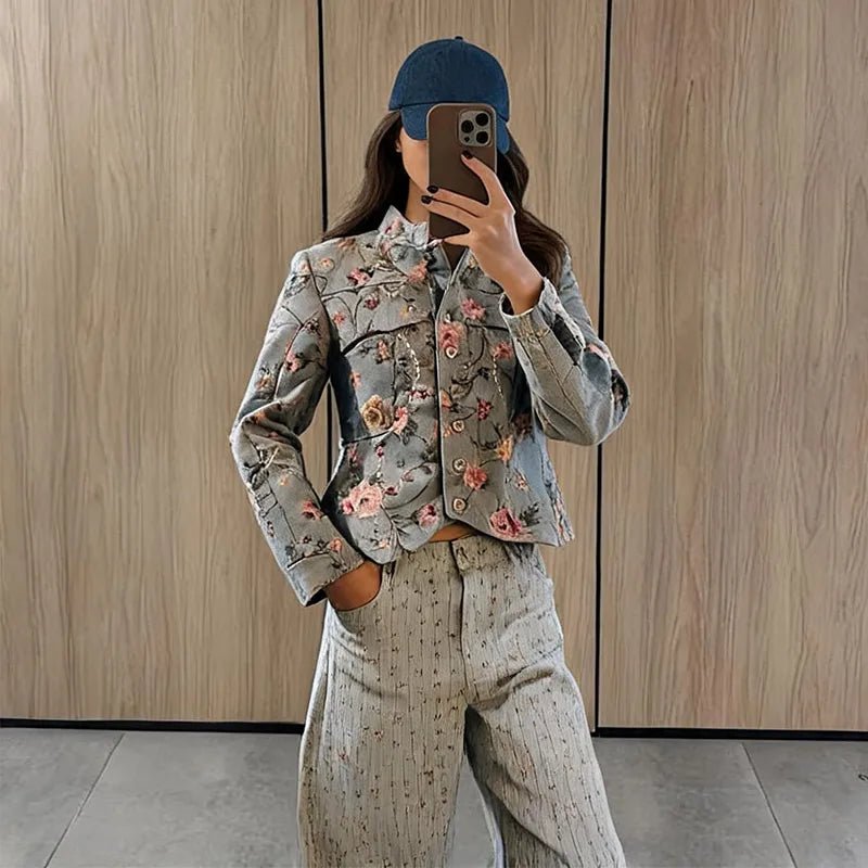 SOERA Laura Vintage Jacquard Cropped Jacket - Jacket - SOERA-203779-PIC-XS-16579 XS