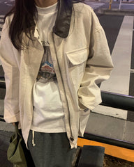 Lena Kontrastkragen Utility‑Jacke