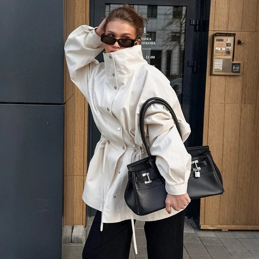 SOERA Rebecca Contrast Collar Windbreaker Jacket - Jacket -  Beige M