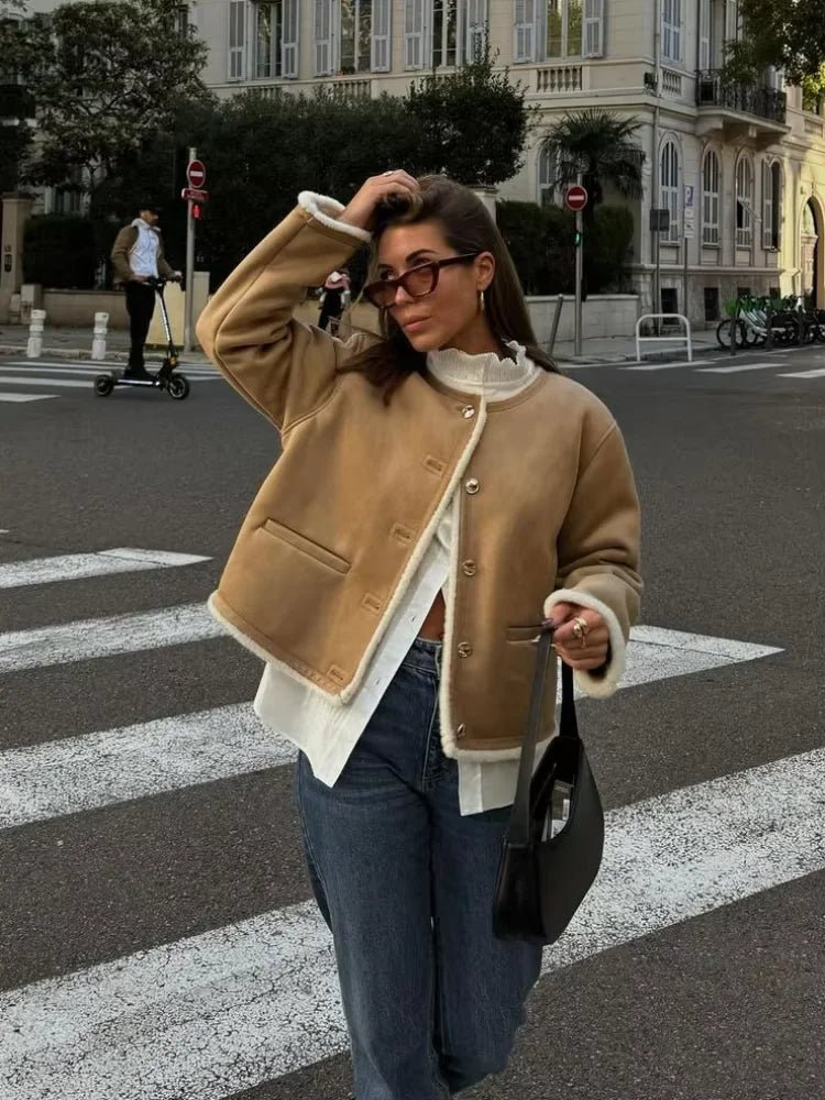 SOERA Aralyn Faux Fur Suede Coat - Jackets - 1005009972956325-;hV1764887228032067299 Beige XS