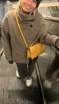 Ava Trichterkragen Hahnentritt Kurze Jacke