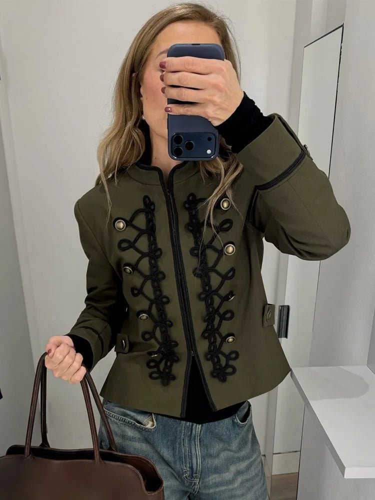 SOERA Becky Rope Knot Buckle Napoleon Jacket - Jackets - 1005011815872576-;ZN1775826847912507100 Army Green S