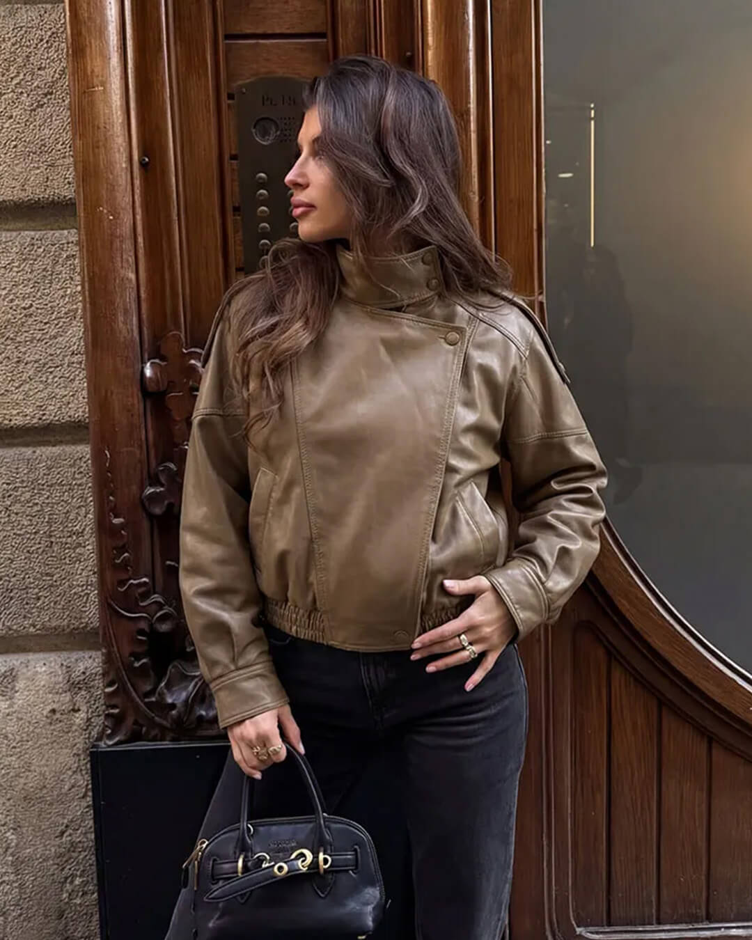 SOERA Brienne Stand Collar Faux Leather Jacket - Jackets - 1005011921437999-;Ea1775623627070066209 Brown XS