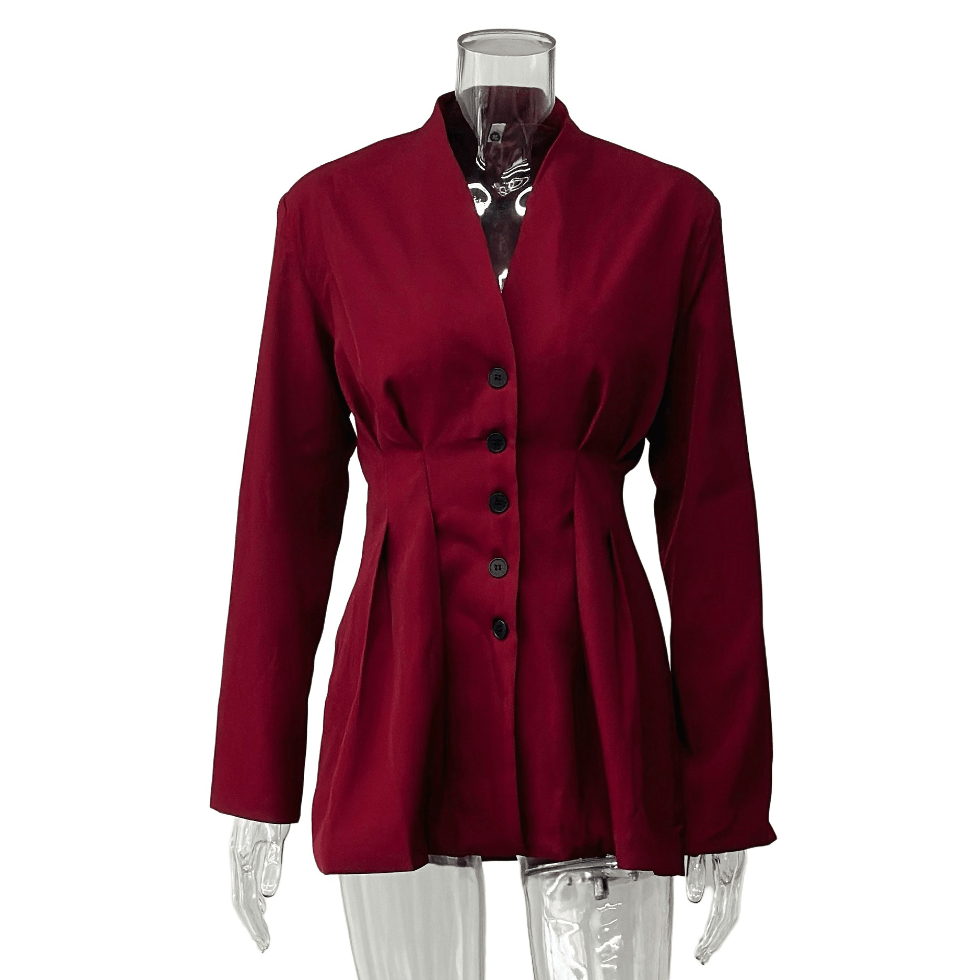 SOERA Daniela Cinched Collarless Blazer - Jackets - AW1770276357225522664 Wine Red S