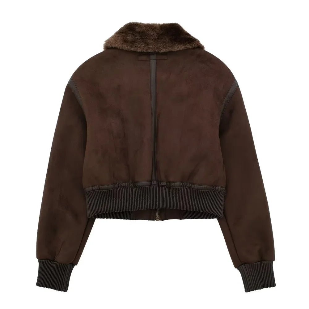 SOERA Esme Suede Short Bomber Jacket - Jackets - 1005006086971689-;sg1764703453922496199 Brown L