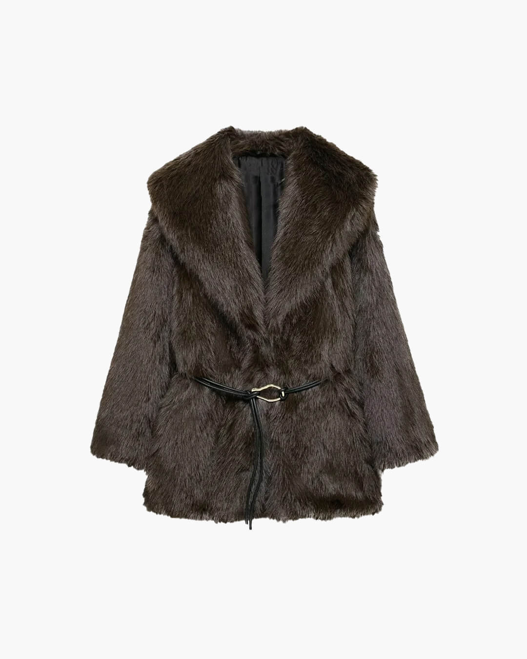 SOERA Faith Faux Fur Coat with Belt - Jackets - 3256807954805802-;aR1763625122208974996 Dark Brown XS